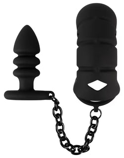 Black Velvet Cock cage with butt plug