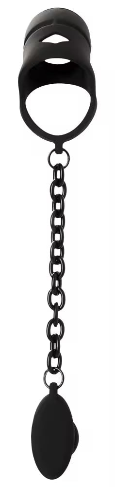 Black Velvet Cock cage with butt plug