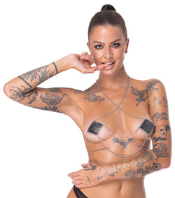 Nipple Stickers Square, Black & Silver