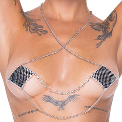 Nipple Stickers Square, Black & Silver