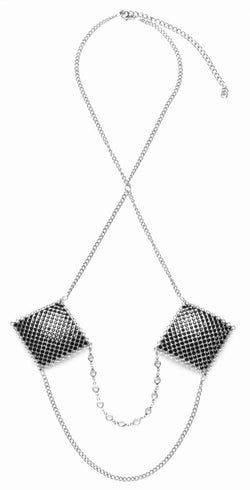 Nipple Stickers Square, Black & Silver