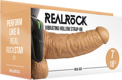 RealRock Vibrating Hollow Strap-On with Balls Tan