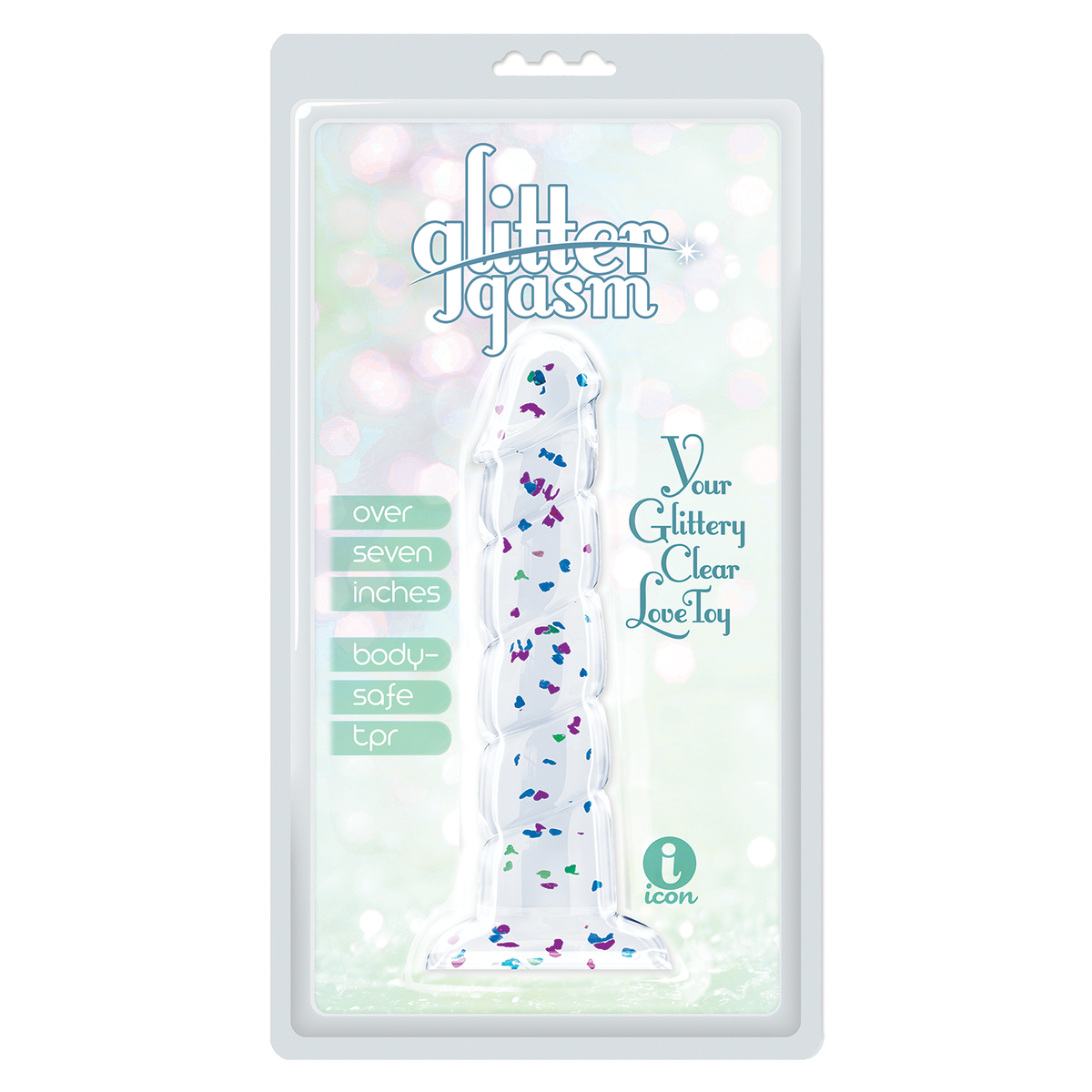 Glittergasm Dildo Blue Green Purple Swirl 7"