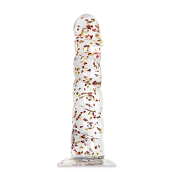 Glittergasm Dildo Red Orange Yellow Swirl 7"