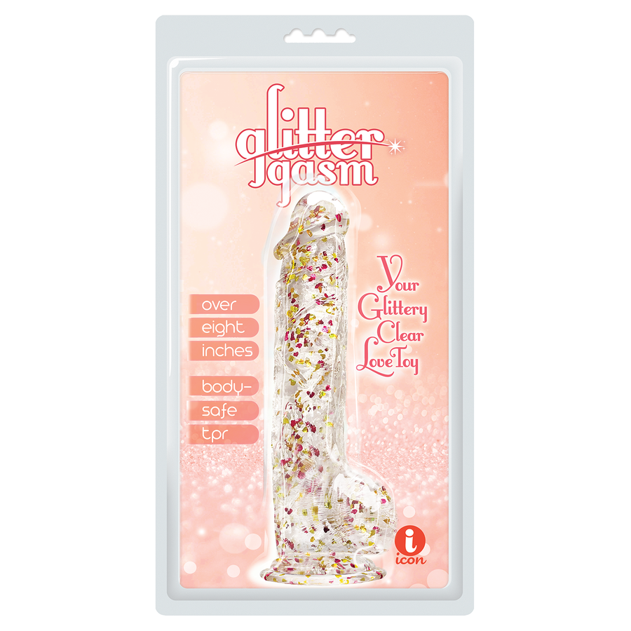 Glittergasm 8Dildo Red Orange Yellow Swirl 8"