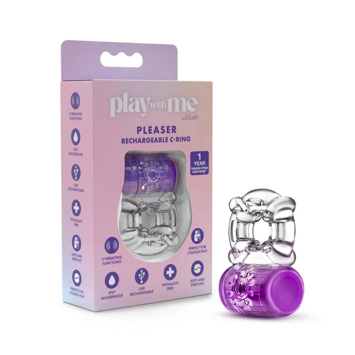 Play With Me Pleaser Vibrating Penis Ring Purple
