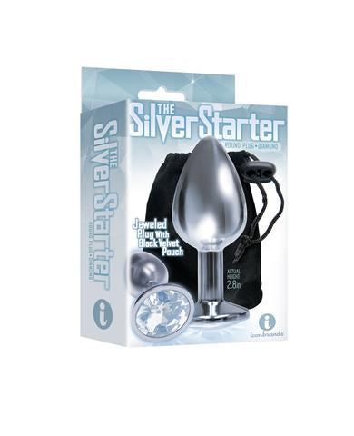 Silver Starter Bejeweled Steel Plug Diamond