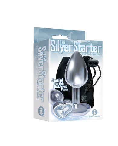 Silver Starter Heart Bejeweled Steel Plug