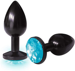 Silver Starter Bejeweled Steel Plug Aqua