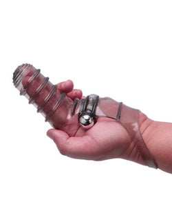 Vibro Finger Ribbed Dual-Finger Vibe Grey