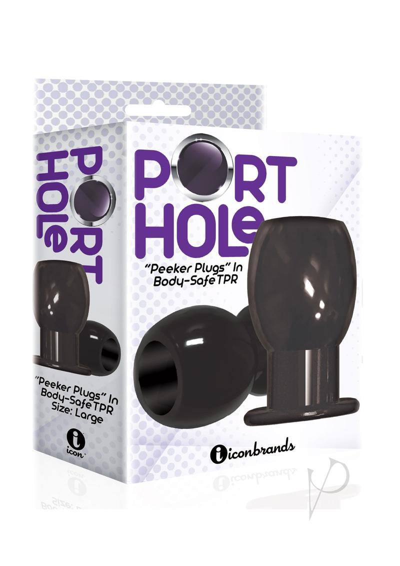 Port Hole Hollow Tunnel Butt Plug Black