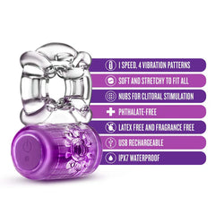Play With Me Pleaser Vibrating Penis Ring Purple