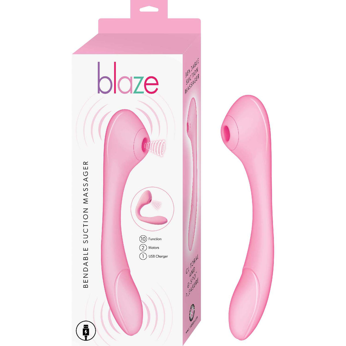 Blaze 8 inch Bendable Suction Massager - Pink