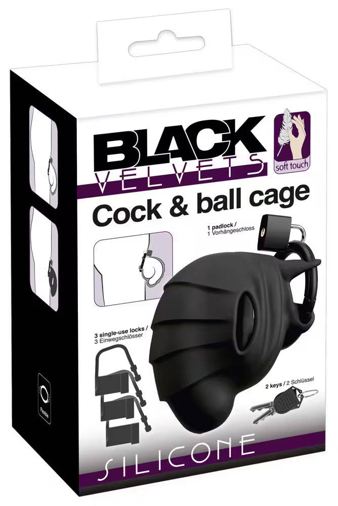 Black Velvet Cock & Ball Cage
