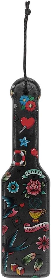 Ouch! Tattoo Style Printed Paddle Black