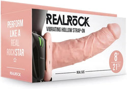 RealRock Vibrating Hollow Strap-On 8 inch Flesh