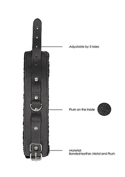 Plush Leather Handcuffs Adjustable Black
