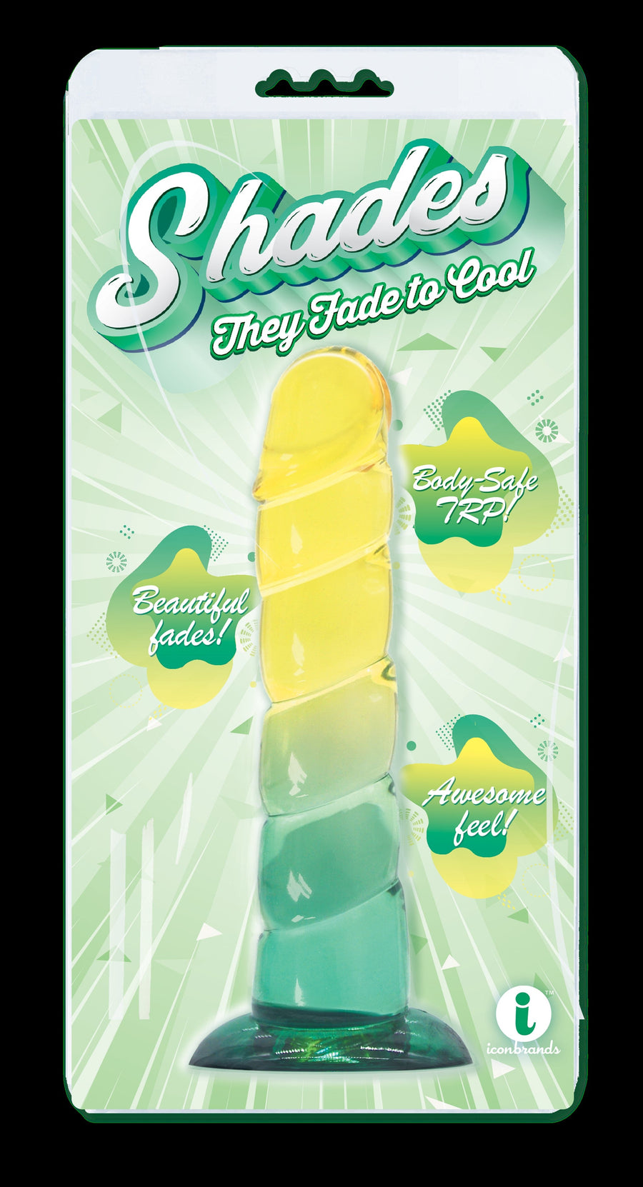 Shades Swirl Dildo Yellow & Mint 7.5"