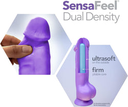 Neo Dual Density Cock with Balls Neon Pink 6"