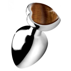 BS Gemstone Tiger Eye Heart Anal Plug Large