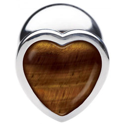 BS Gemstone Tiger Eye Heart Anal Plug Large