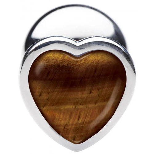 BS Gemstone Tiger Eye Heart Anal Plug Large