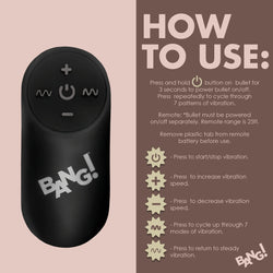 28X Remote Control Vibrating Cock Ring & Bullet - Black