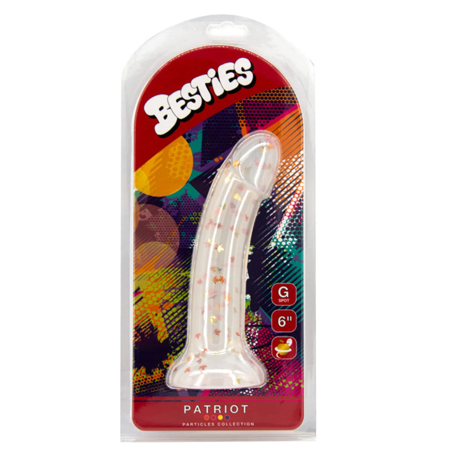 Sexual product packaging with 'Besties' branding on a colorful background