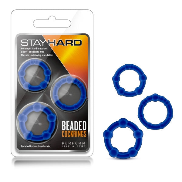Stay Hard Beaded Cock Rings Blue