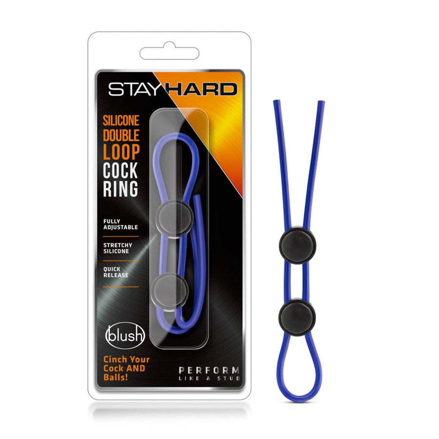 Stay Hard Silicone Double Loop Ring Blue