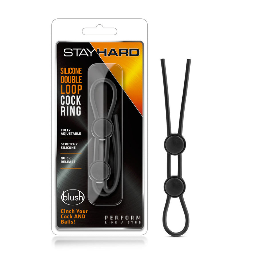 Stay Hard Silicone Double Loop Ring Black