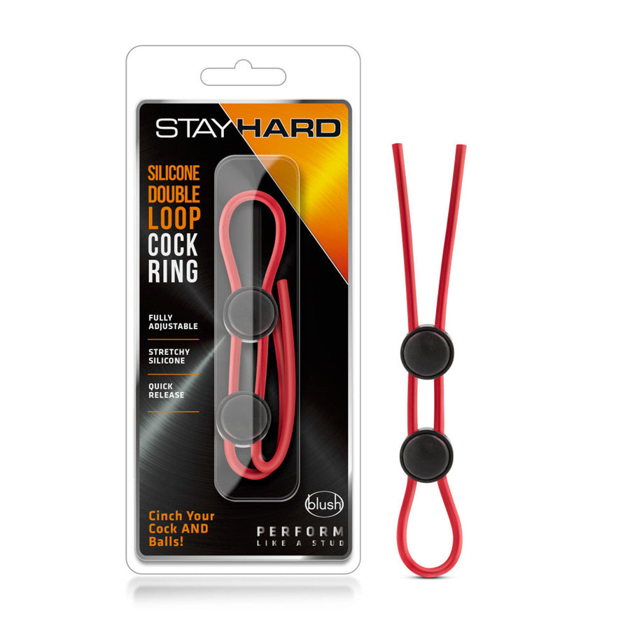 Stay Hard Silicone Double Loop Ring Red