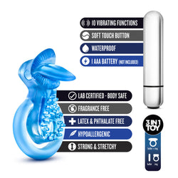 Stay Hard Vibrating Tongue Ring Blue