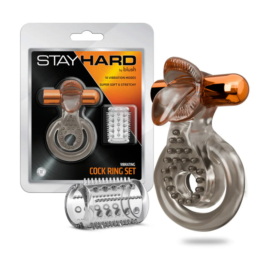 Stay Hard Vibrating Cock Ring & Sleeve Blue