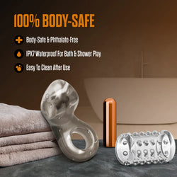 Stay Hard Vibrating Cock Ring & Sleeve Black