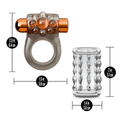 Stay Hard Vibrating Cock Ring & Sleeve Clear