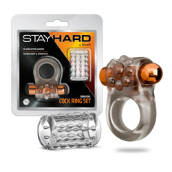 Stay Hard Vibrating Cock Ring & Sleeve Clear