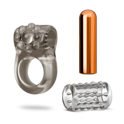 Stay Hard Vibrating Cock Ring & Sleeve Clear
