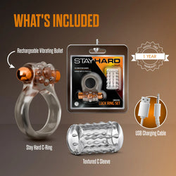 Stay Hard Vibrating Cock Ring & Sleeve Clear