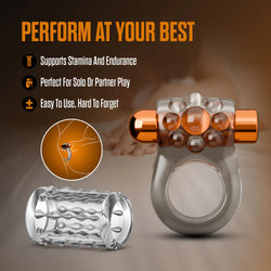 Stay Hard Vibrating Cock Ring & Sleeve Clear