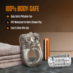 Stay Hard Vibrating Cock Ring & Sleeve Clear