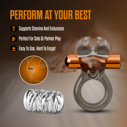 Stay Hard Vibrating Cock Ring & Sleeve Pink
