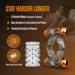 Stay Hard Cock Ring Set Sleeve & 2 Bullets