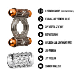 Stay Hard Cock Ring Set Sleeve & 2 Bullets