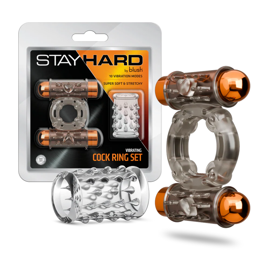 Stay Hard Cock Ring Set Sleeve & 2 Bullets