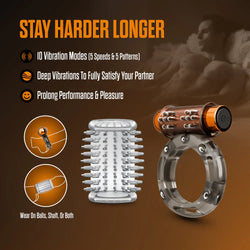 Stay Hard Vibrating Cock Ring & Sleeve Purple