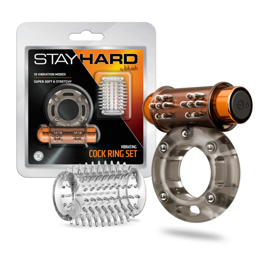 Stay Hard Vibrating Cock Ring & Sleeve Purple