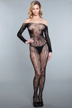 Lace Crotchless Long Sleeve Bodystocking QS