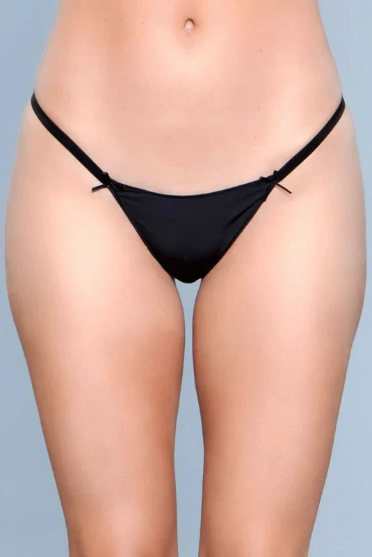 Thong Panty with Ribbon Black