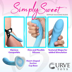 Simply Sweet Rippled Silicone Dildo Blue 7"